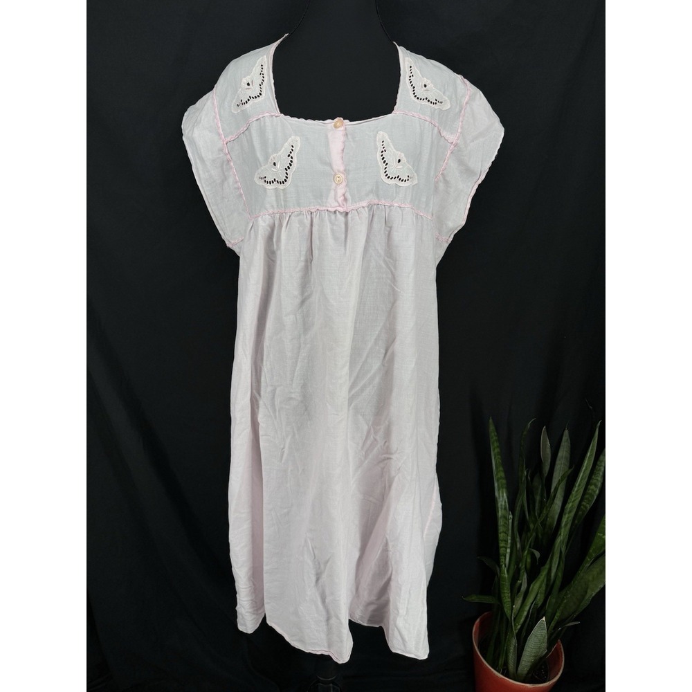 Vintage 70s Italian Lounge Dress L Cottage Prairie Boho Romantic Butterfly Midi - Picture 1 of 6
